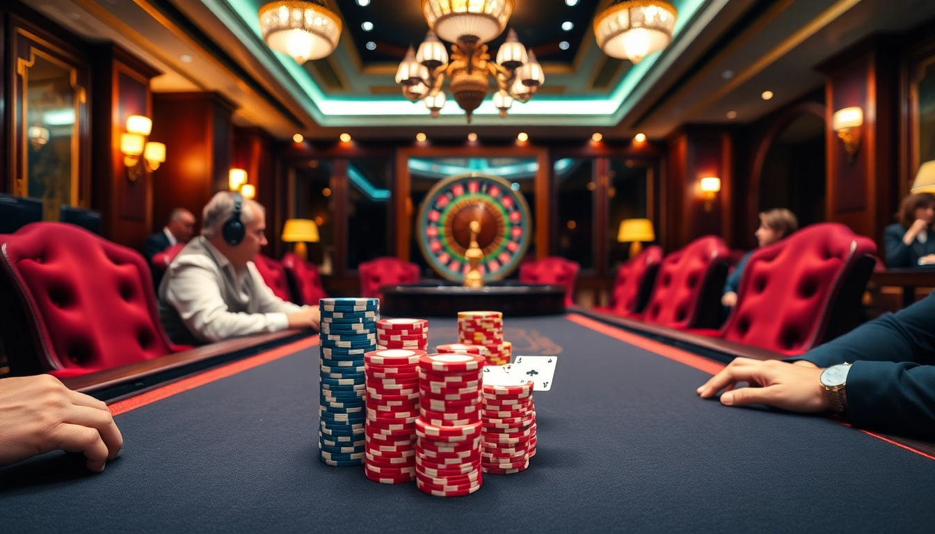 Experience the thrill of gameplay at https://topclub.site/ with vibrant poker chips and a roulette wheel.