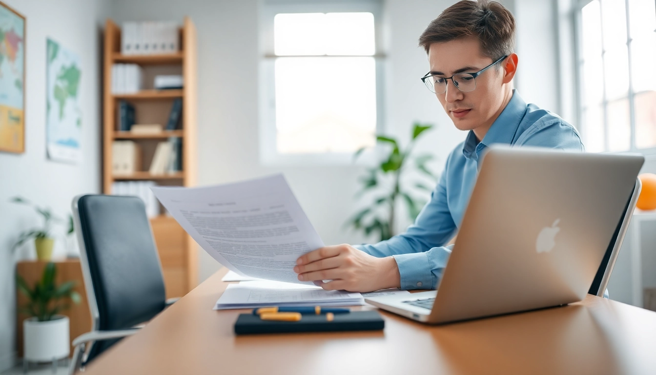 Espace de travail de traduction certifiée présentant des documents et un traducteur.