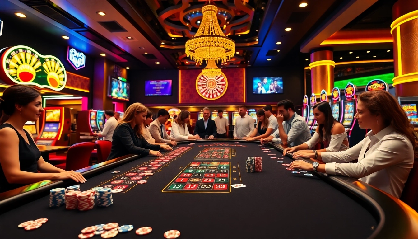 Thrilling gameplay at a casino live sans kyc table with enthusiastic players and vibrant gaming elements.