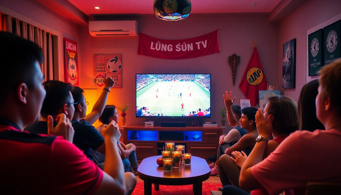 Lương Sơn TV live football match viewing scene, showcasing fans' excitement.