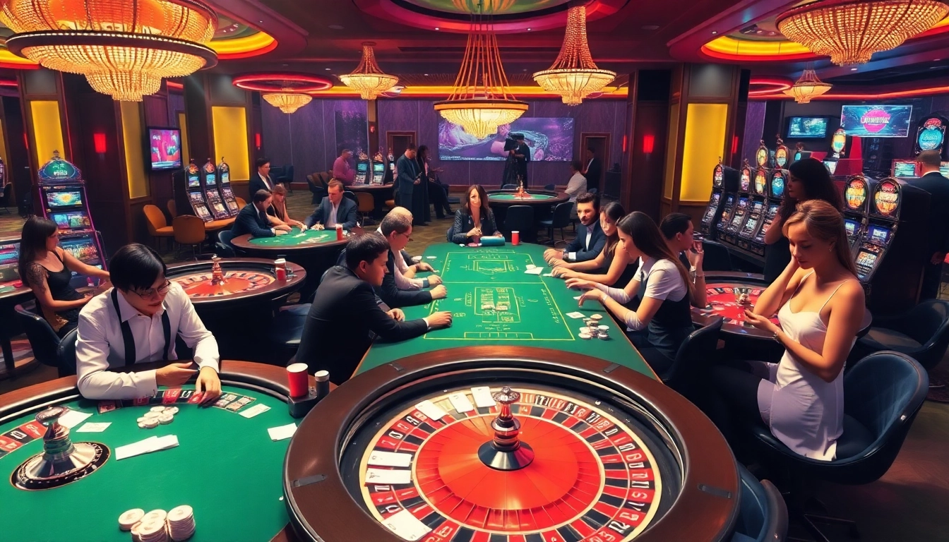 Experience high-stakes gameplay at https://68vip.plus/ with vibrant casino tables and engaged players.