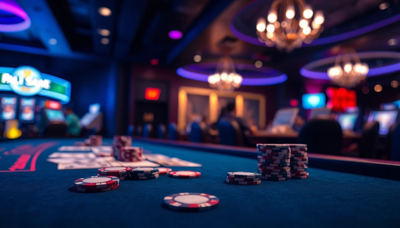 Le crypto casino avec des jetons et des cartes sur une table de jeu élégante, ambiance euphorique.