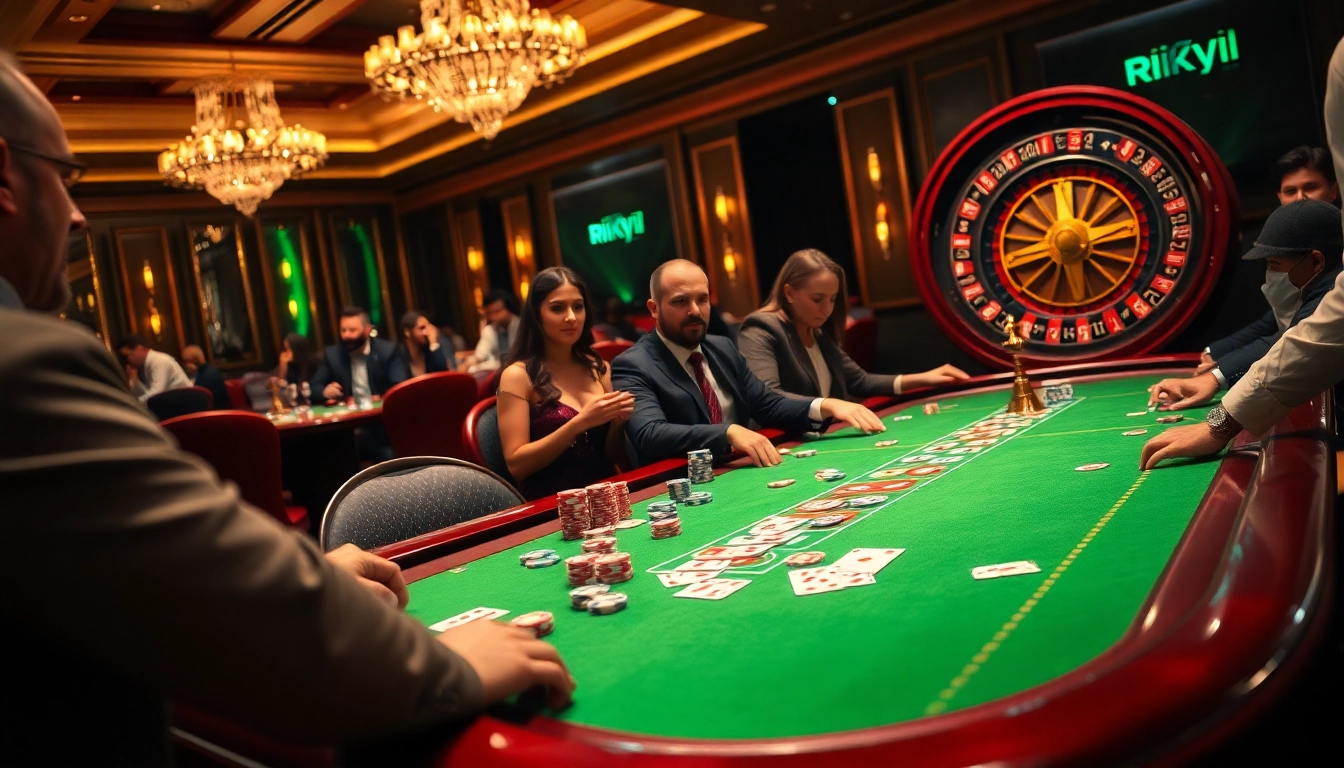 Players engaging in a thrilling casino experience with Rikvip elements highlighted.