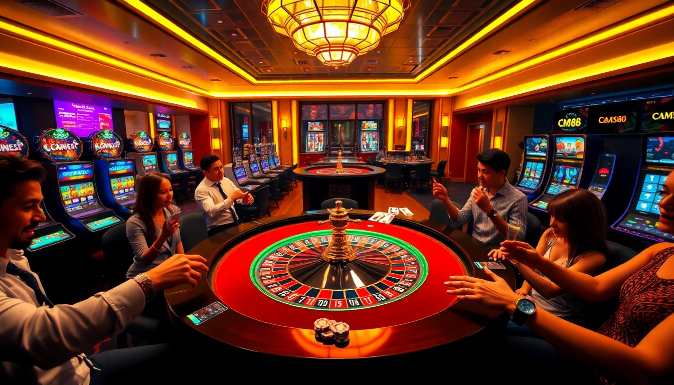 CM88 players enjoy a thrilling roulette game in a luxurious casino setting.