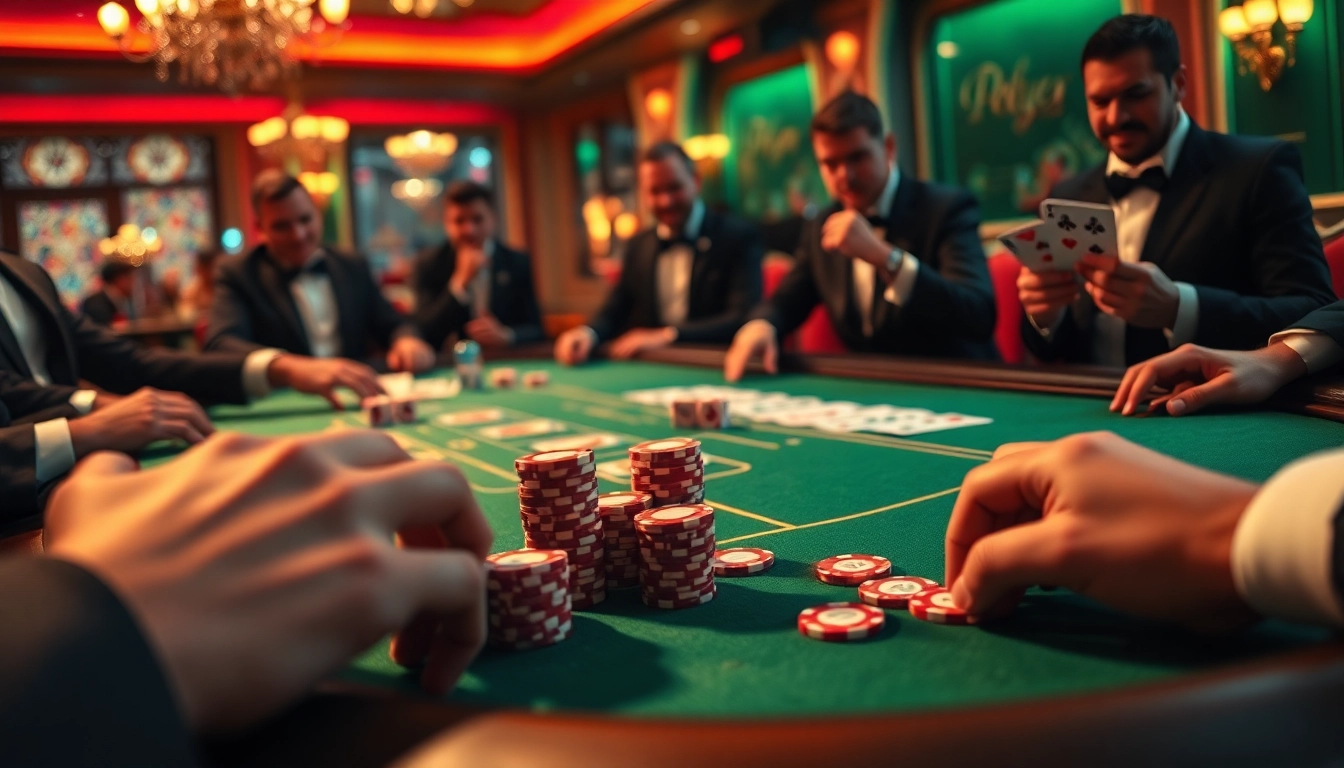 Engage in a thrilling poker game at https://kuwinzhz.com/ with high-stakes players and vibrant casino elements.