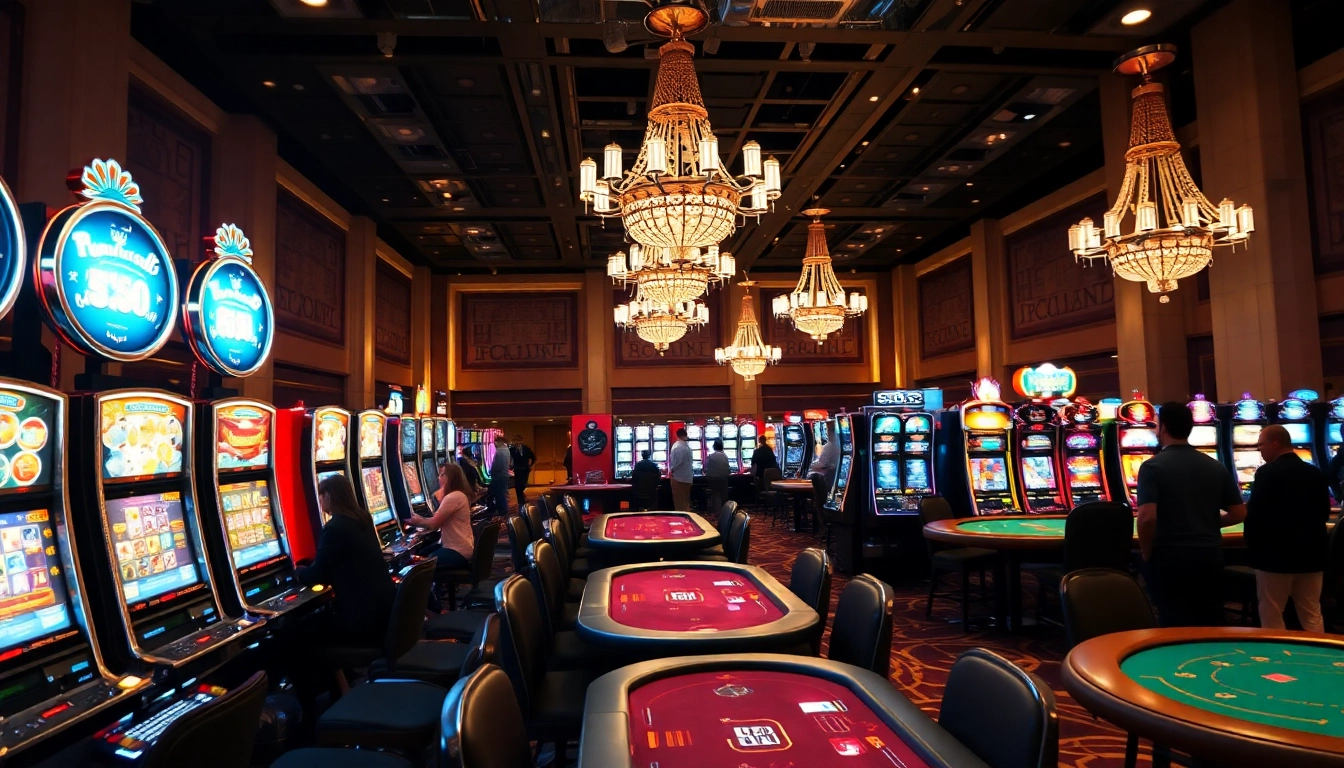 Jouer au meilleur casino en ligne avec des machines à sous modernes et une ambiance animée.
