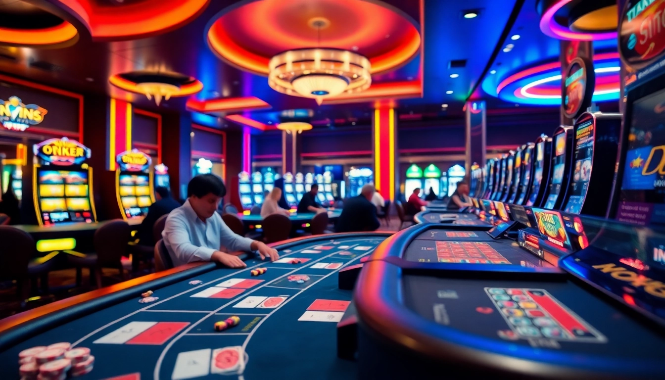 Jouez au meilleur casino en ligne belgique avec des tables de poker élégantes et des lumières vives.