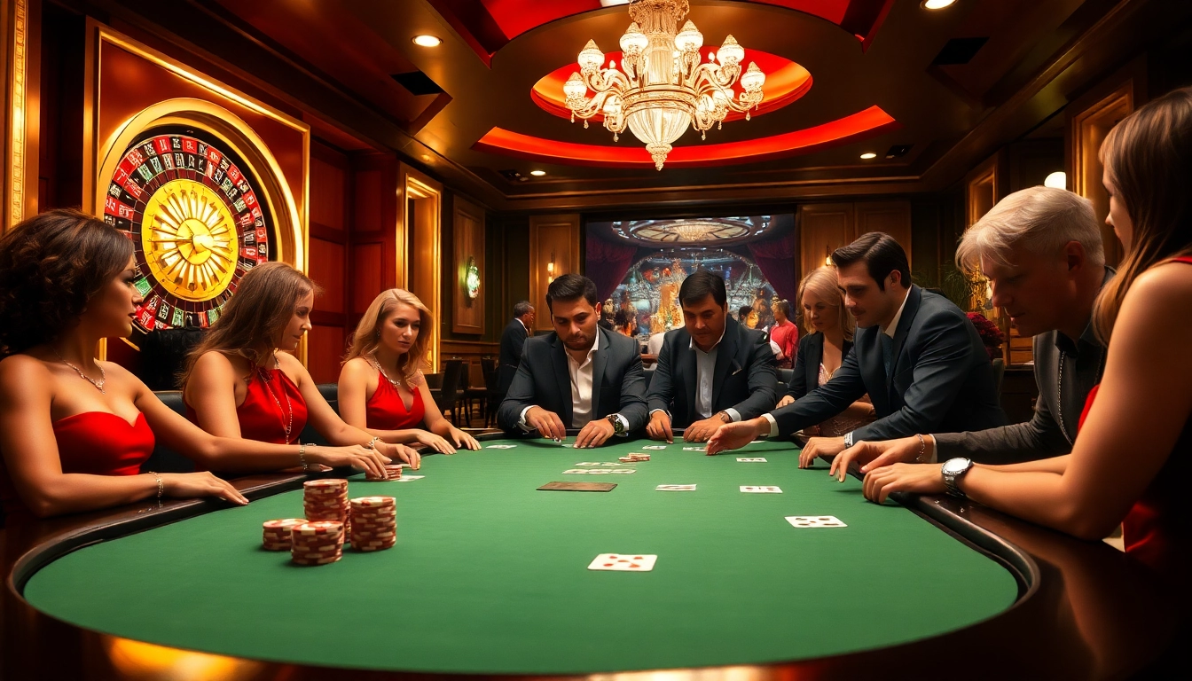 A thrilling poker game at a luxury casino representing the excitement of https://78wins.io/ betting experience.