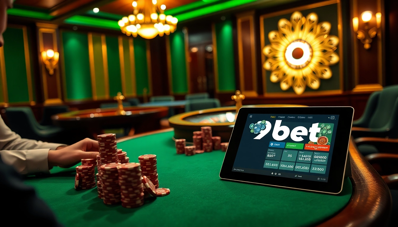 Players enjoying an exciting game at a 9bet casino table, capturing the thrill of gambling.
